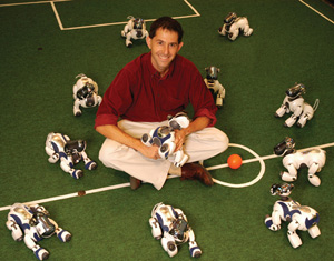 Dr. Peter Stone on the robot soccer field
